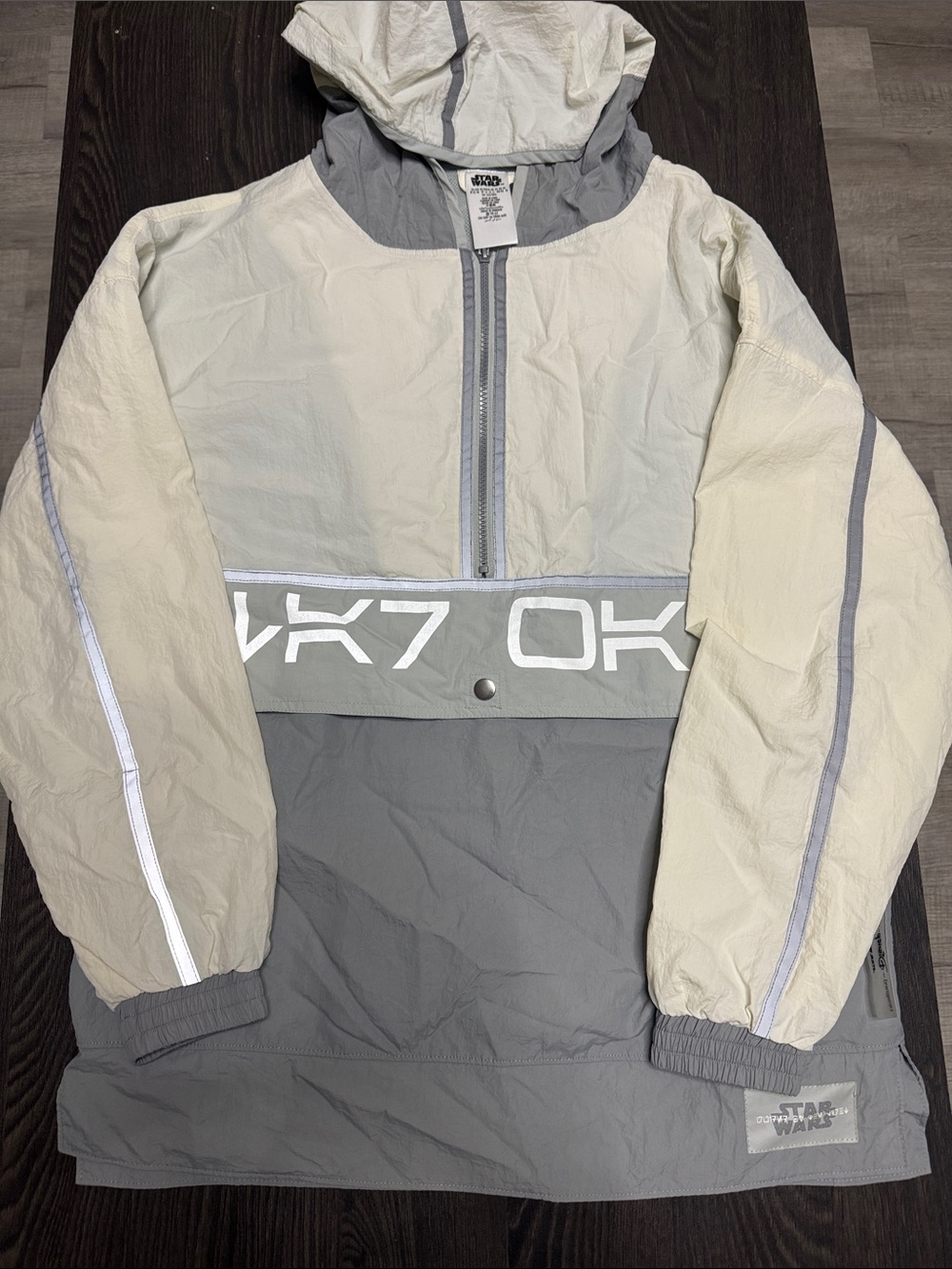Star Wars in Half-Zip Hooded Anorak Jacket in Cream & Gray